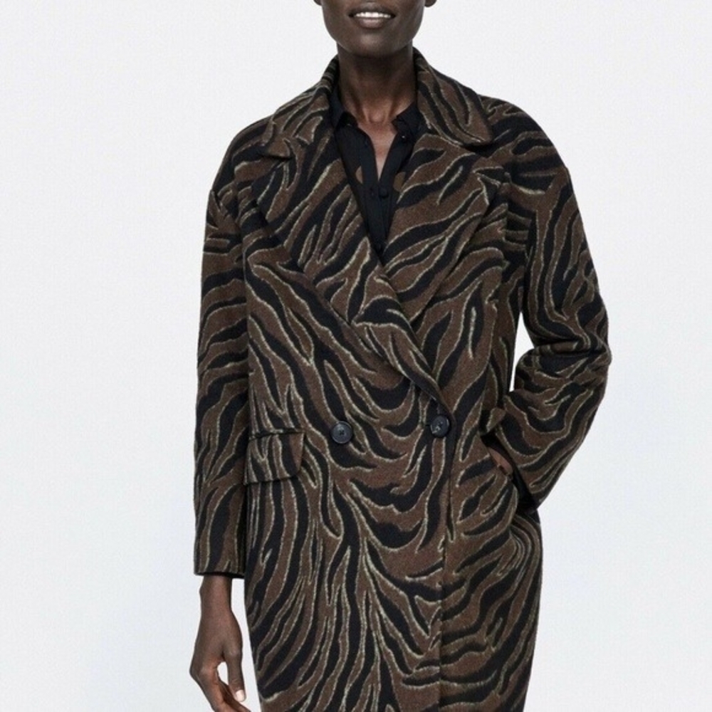 Brand New Zara Brown Patterned Trench Coat